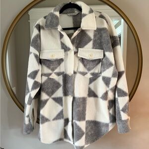 Alpine Design Soft Oversized Shacket Size M/L Grey and White